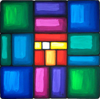 Acrylic on slightly irregular canvas panel, from the 'Stained Glass' series - all about colour, composition and texture!